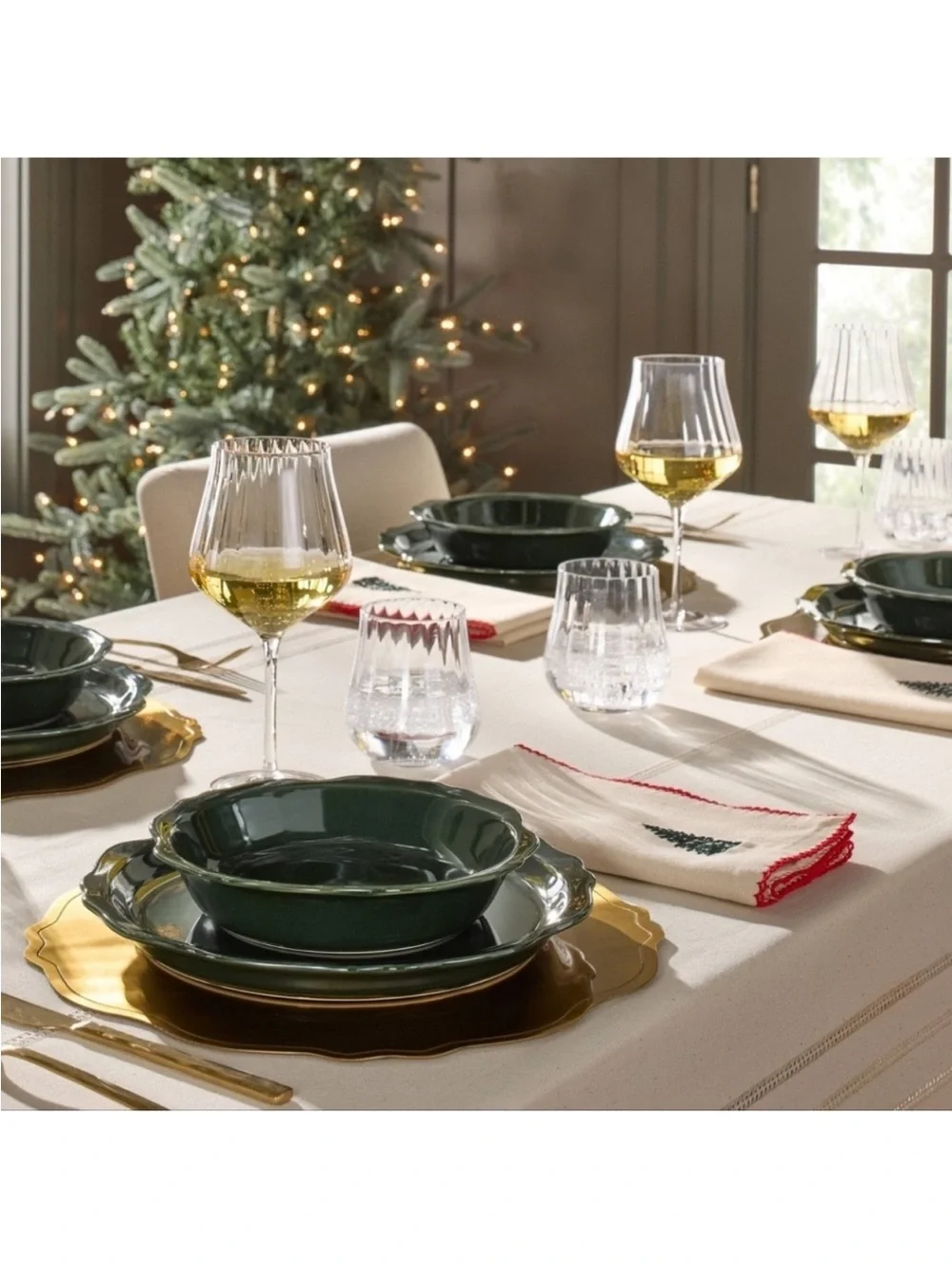 **Set of 2** Hearth & Hand With Magnolia Dark Green Holiday Christmas Pasta Bowl